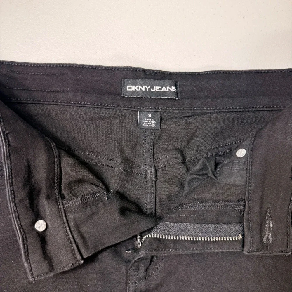 DKNY Jeans Black Denim Bermuda Shorts Long Jean Shorts Size 8 Streetwear Y2K